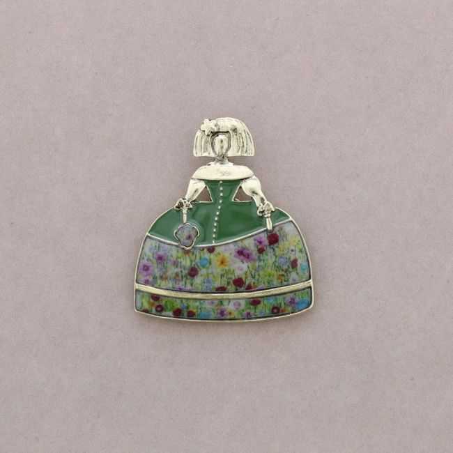 BROCHE MENINA PAÑUELO METAL ESMALTE
