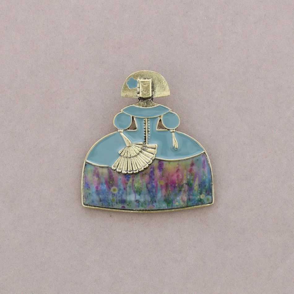 BROCHE MENINA ABANICO METAL ESMALTE