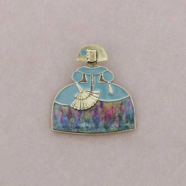 BROCHE MENINA ABANICO METAL ESMALTE