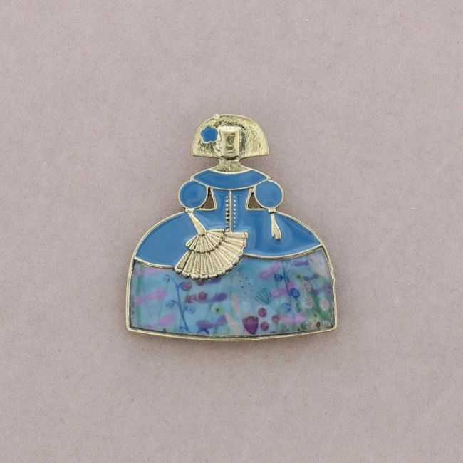 BROCHE MENINA ABANICO METAL ESMALTE