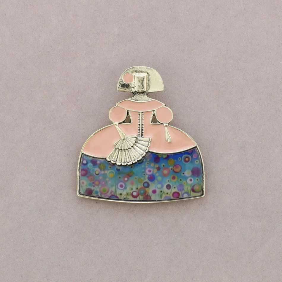 BROCHE MENINA ABANICO METAL ESMALTE