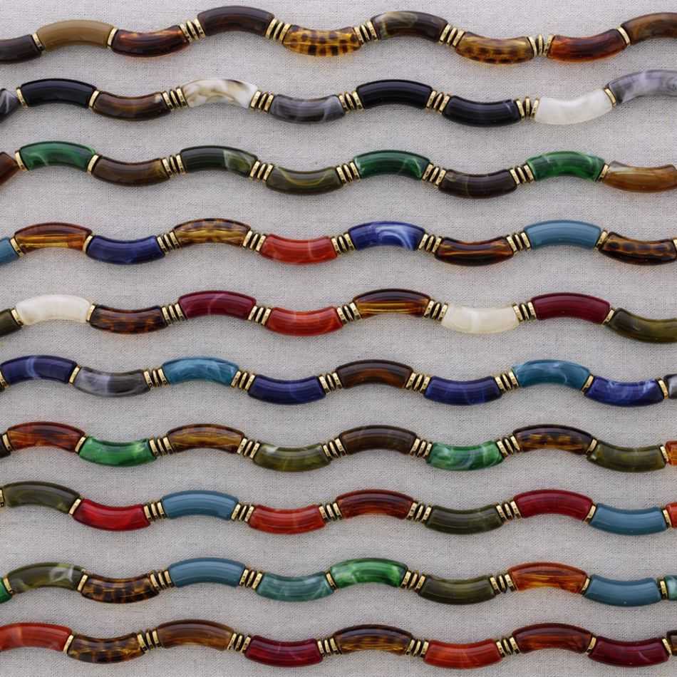 STEEL SHORT NECKLACE WITH RESIN TUBES