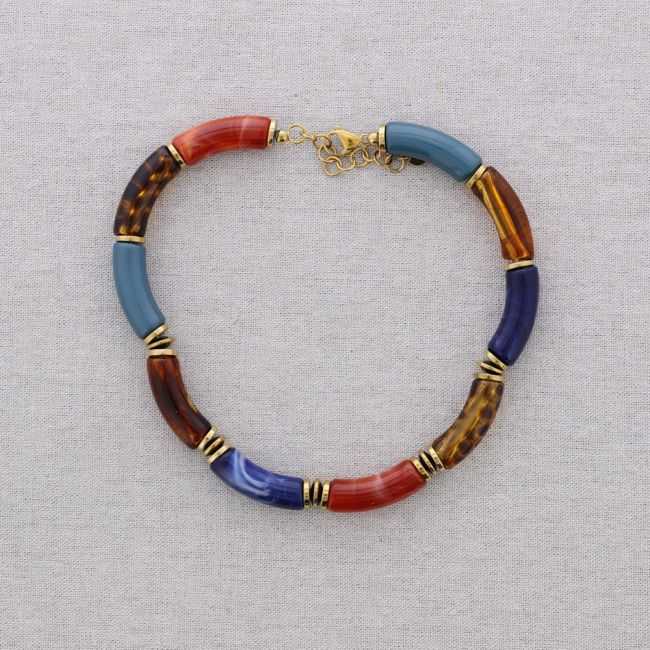STEEL SHORT NECKLACE WITH RESIN TUBES