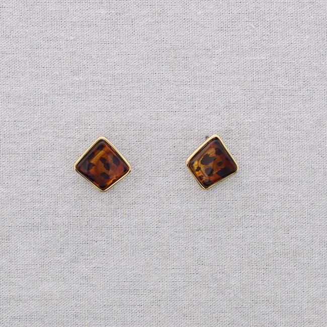STEEL RESIN SQUARE EARRINGS
