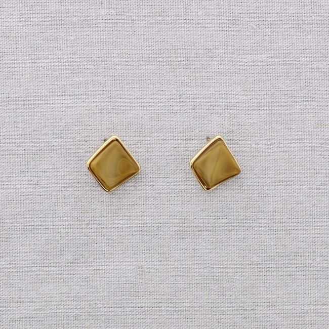 STEEL RESIN SQUARE EARRINGS