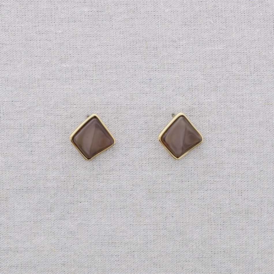 STEEL RESIN SQUARE EARRINGS