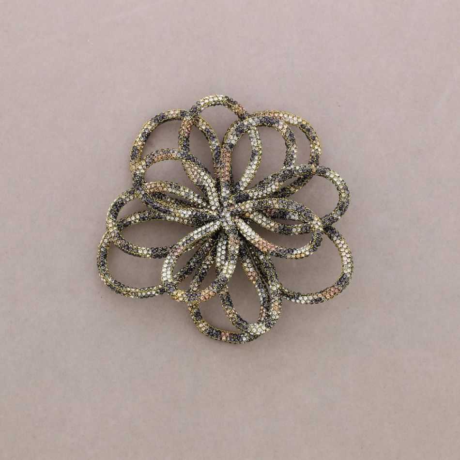CRYSTAL FLOWER BROOCH
