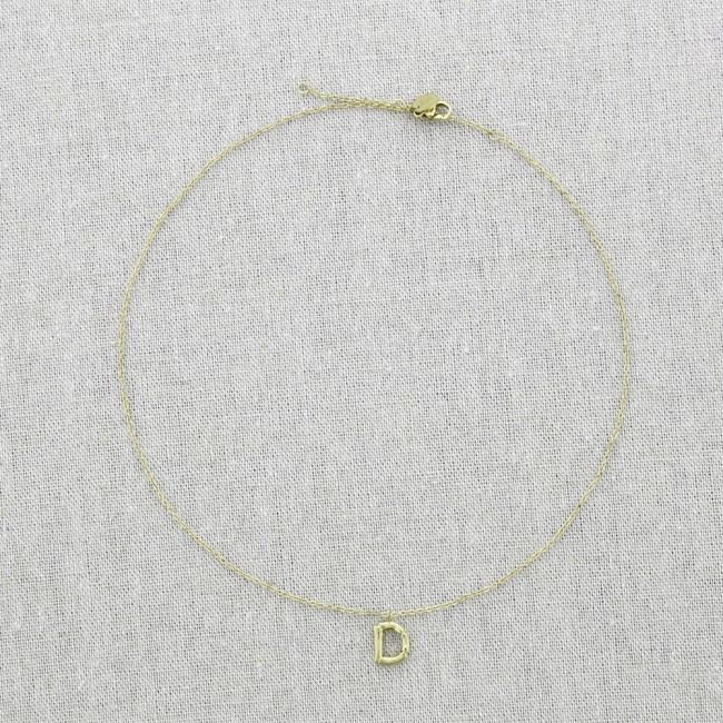 BAMBOO INITIAL D STEEL SHORT NECKLACE
