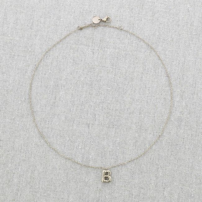 BAMBOO INITIAL B STEEL SHORT NECKLACE
