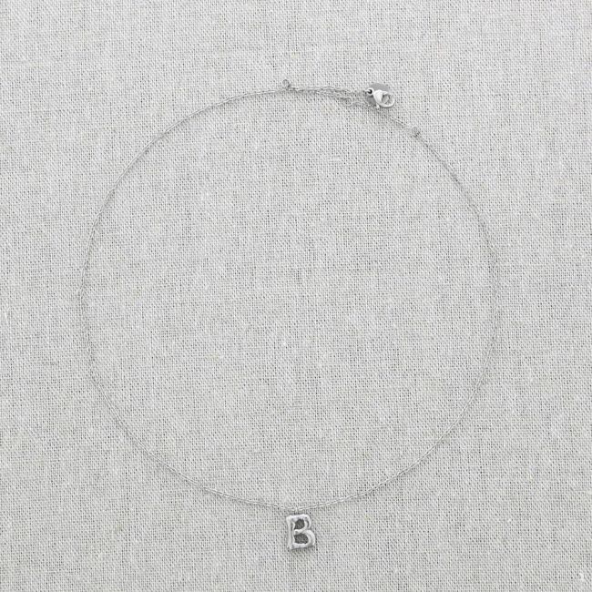 BAMBOO INITIAL B STEEL SHORT NECKLACE