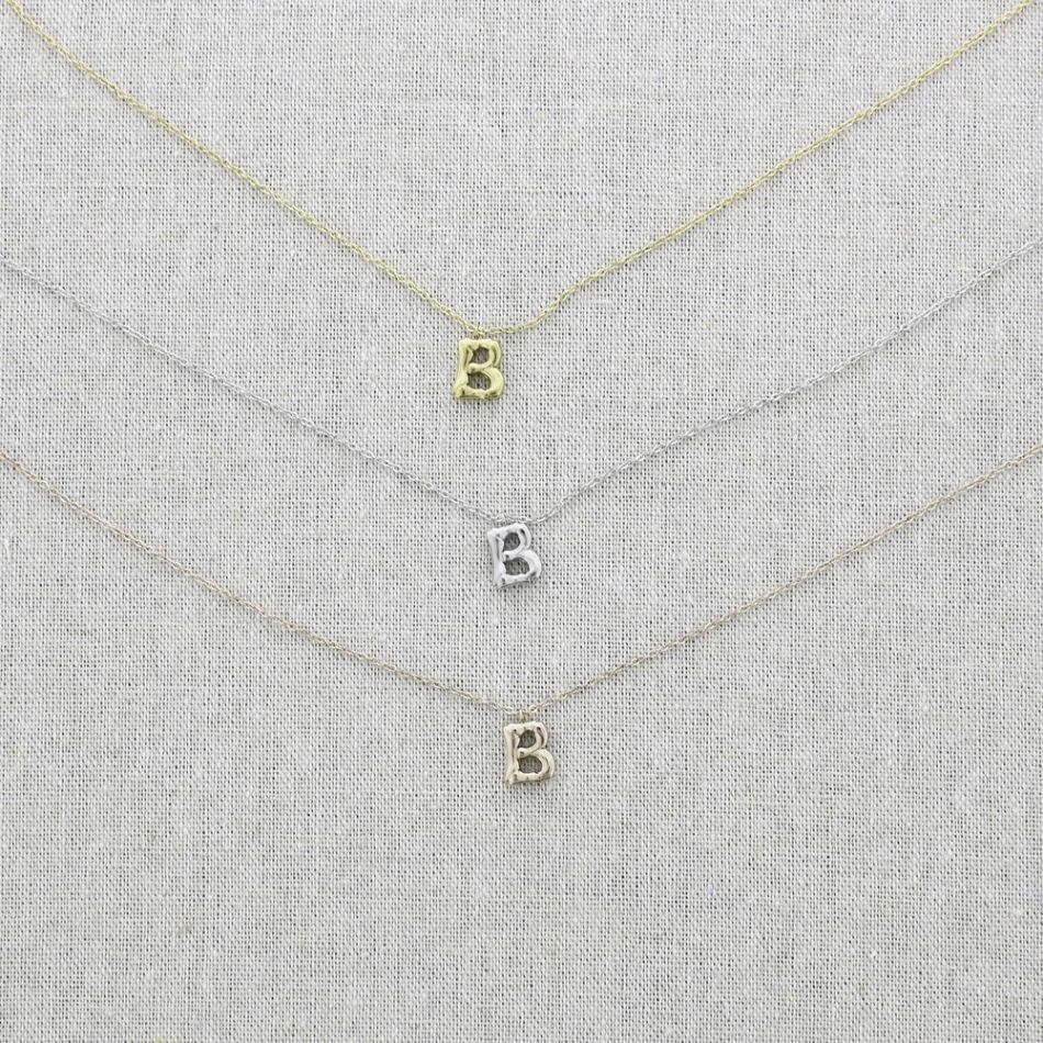BAMBOO INITIAL B STEEL SHORT NECKLACE