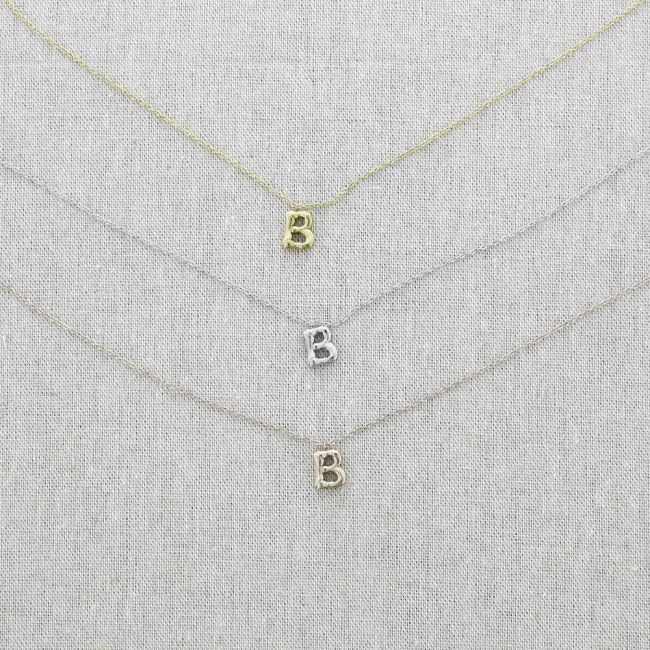 BAMBOO INITIAL B STEEL SHORT NECKLACE