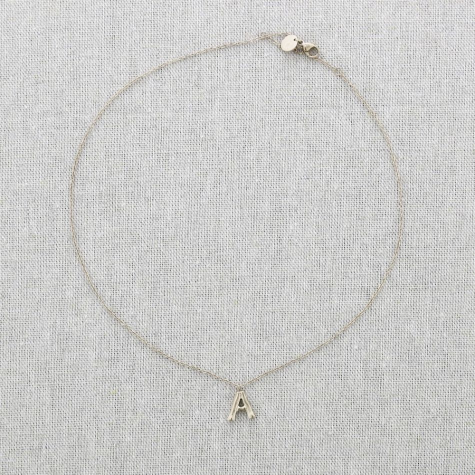 STEEL SHORT NECKLACE WITH BAMBOO INITIAL