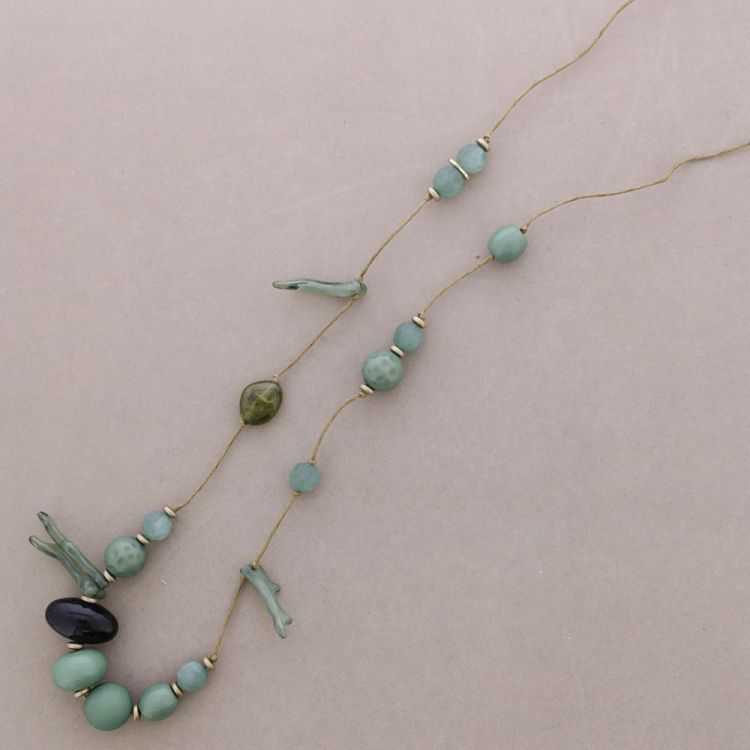 Long resin coral-bead necklace