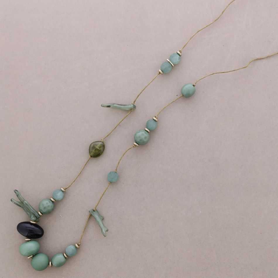 Long resin coral-bead necklace