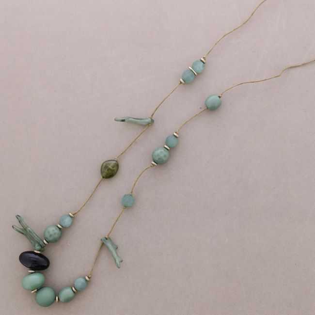 Long resin coral-bead necklace