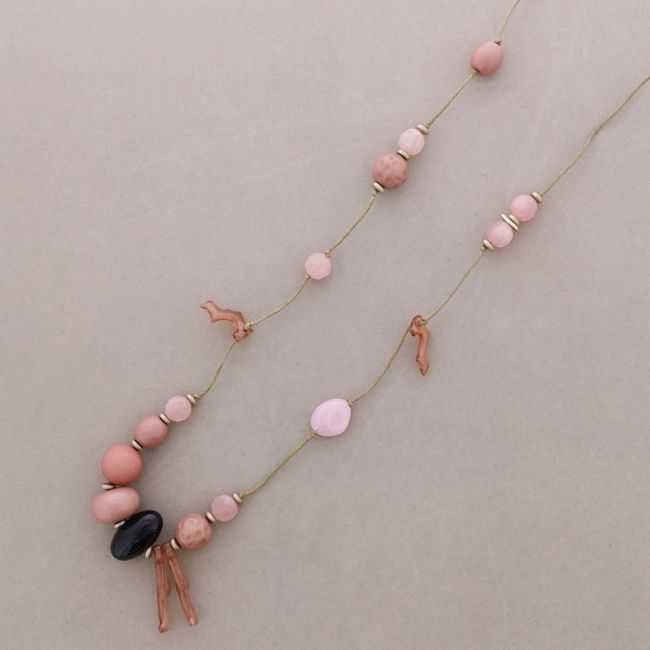 Long resin coral-bead necklace