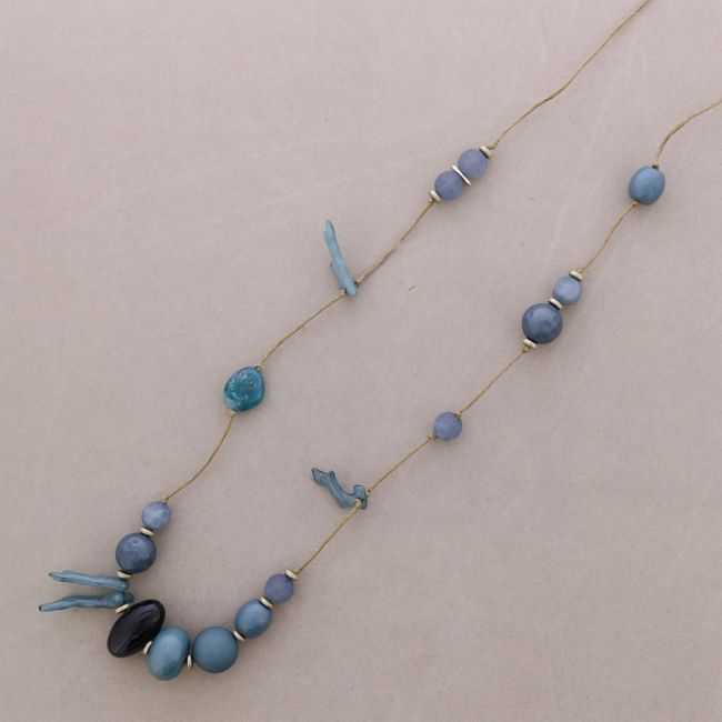 Long resin coral-bead necklace
