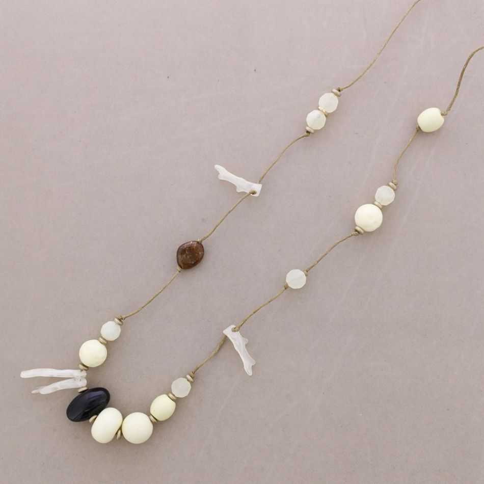 Long resin coral-bead necklace