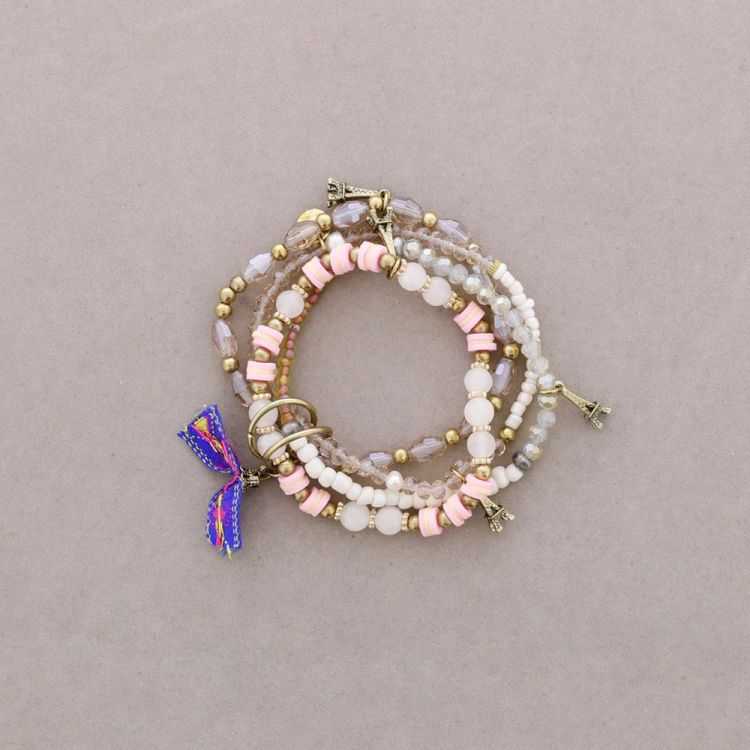 4-Strand Bracelet with Metal Beads and Stones