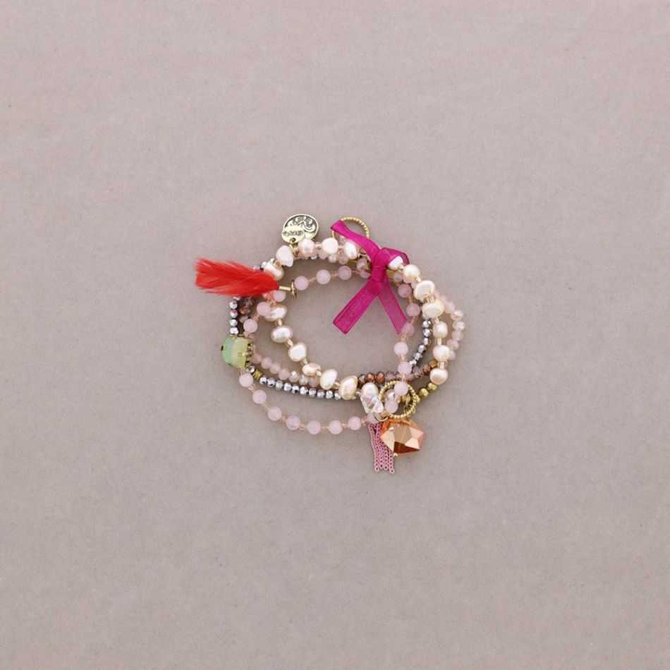 4-Strand Bracelet with Metal Beads and Stones