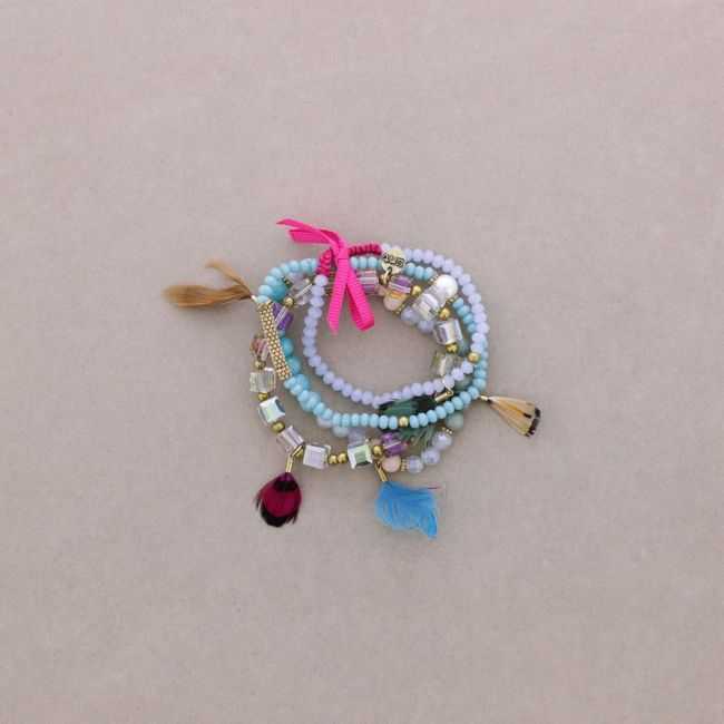 4-Strand Bracelet with Metal Beads and Stones