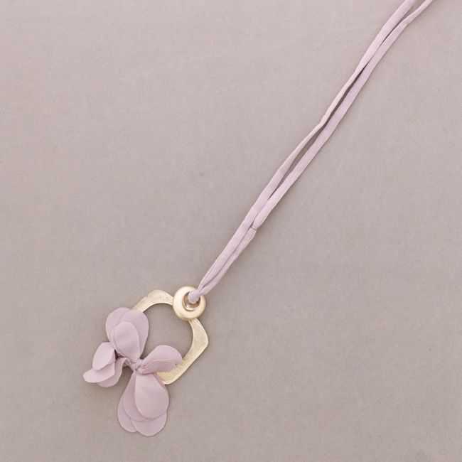 COLLAR LARGO COLGANTE METAL FLOR TELA