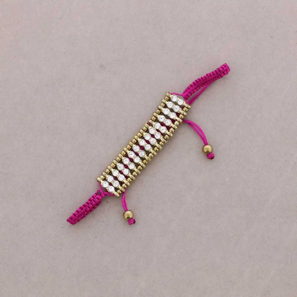 PULSERA MACRAMÉ METAL CRISTALES