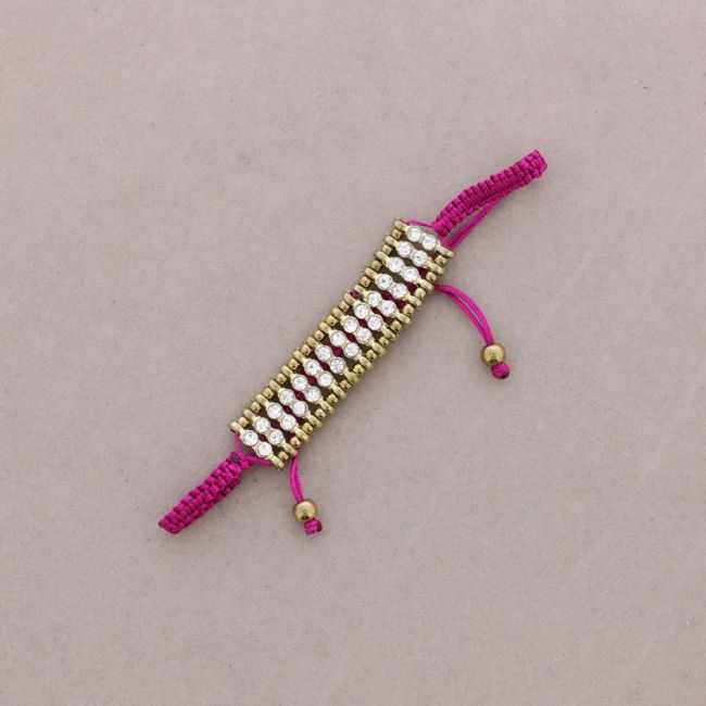 PULSERA MACRAMÉ METAL CRISTALES