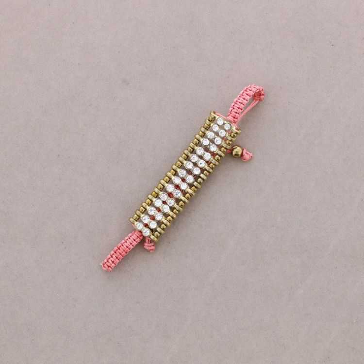 PULSERA MACRAMÉ METAL CRISTALES