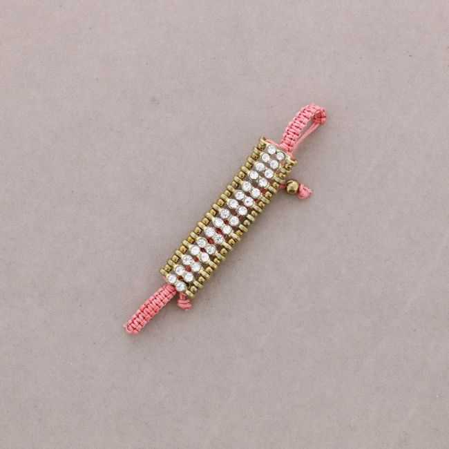 PULSERA MACRAMÉ METAL CRISTALES