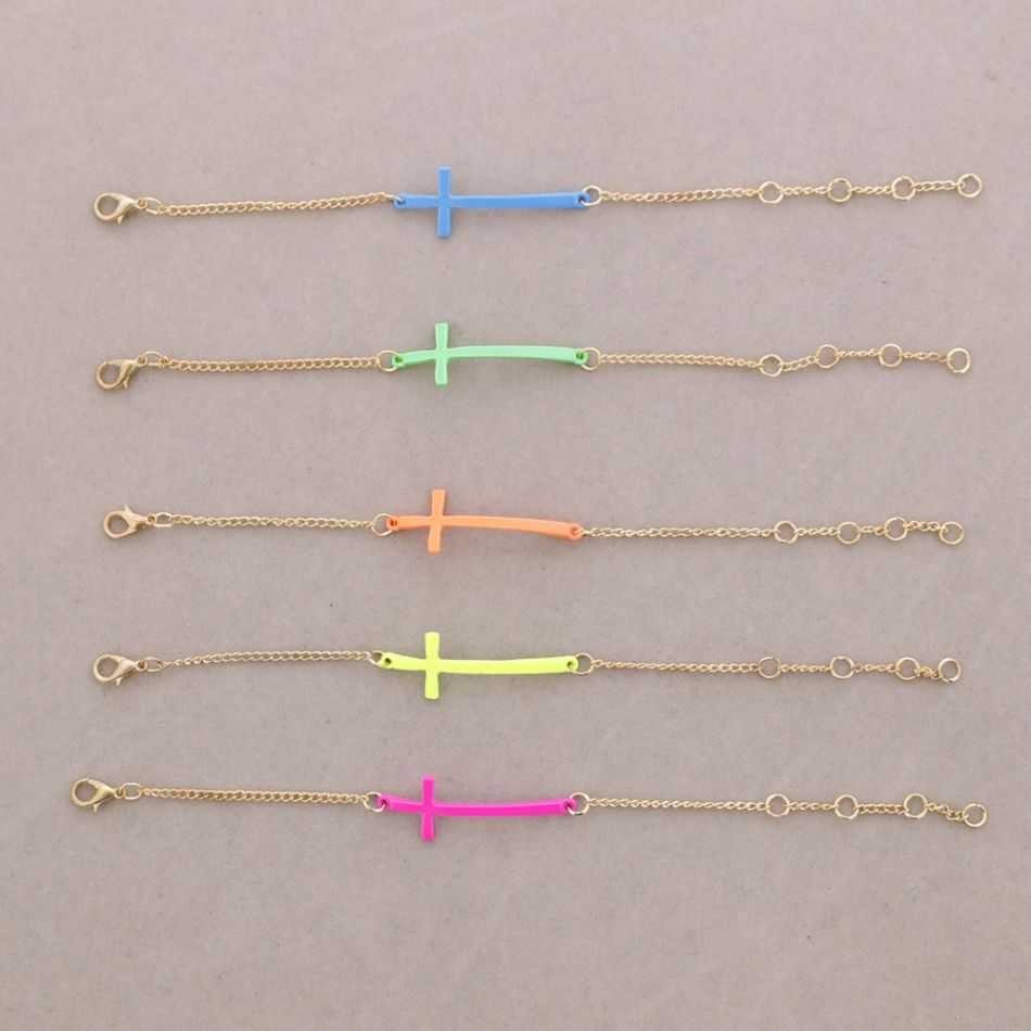 PULSERA CADENA CRUZ COLOR