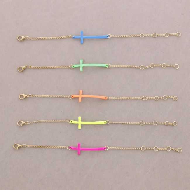 PULSERA CADENA CRUZ COLOR