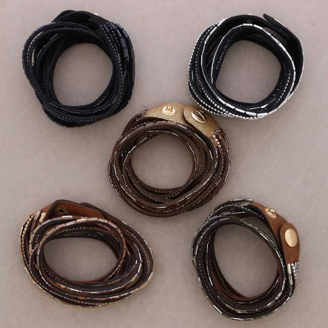 Faux Suede and Crystal Bracelet