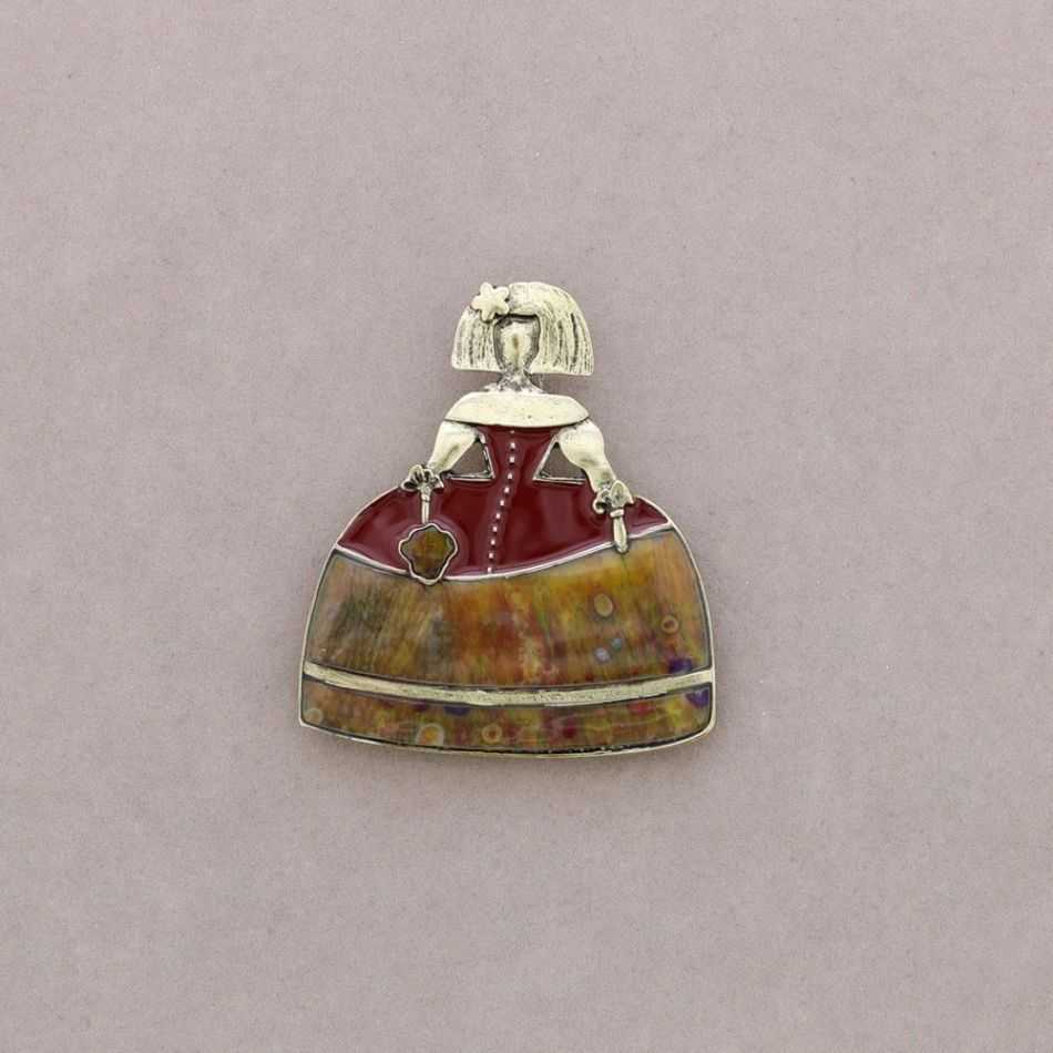 BROCHE MENINA PAÑUELO METAL ESMALTE