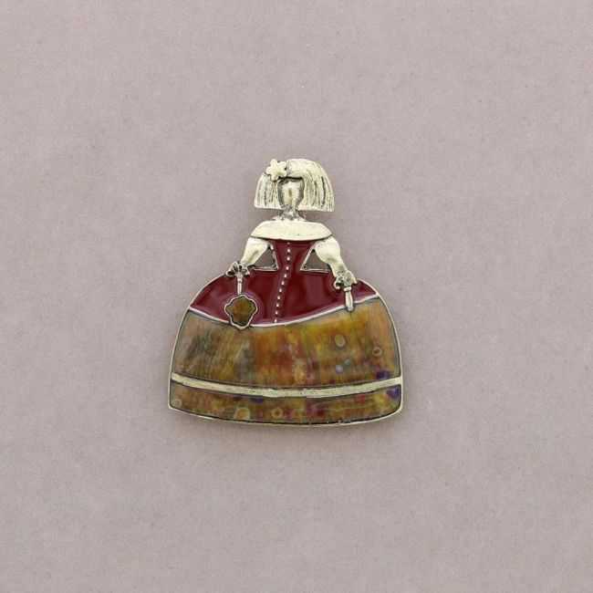 BROCHE MENINA PAÑUELO METAL ESMALTE