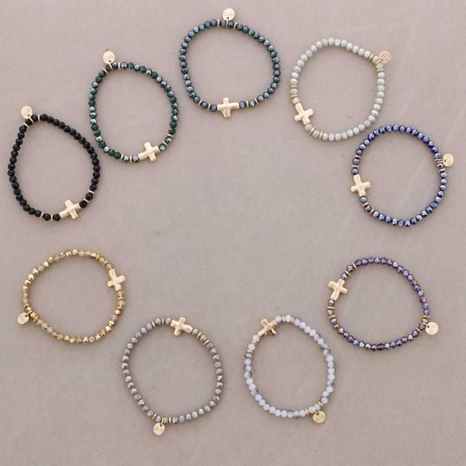 ELASTIC BRACELET WITH FACETED CRYSTALS 4MM