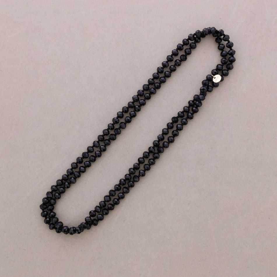 COLLAR LARGO NUDOS BOLAS CRISTALES FACETADOS 1,2M*8MM