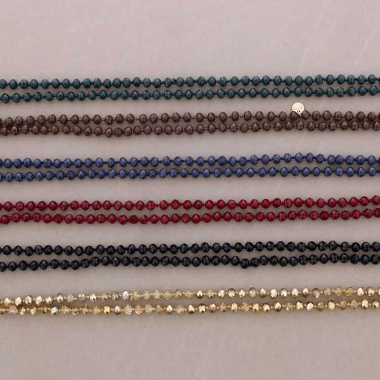 COLLAR LARGO NUDOS BOLAS CRISTALES FACETADOS 1,2M*8MM 2