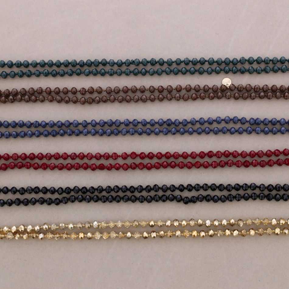 LONG NECKLACE WITH FACETED CRYSTAL BALL KNOTS 1.2M*8MM