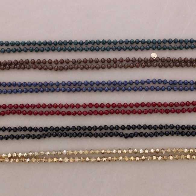 LONG NECKLACE WITH FACETED CRYSTAL BALL KNOTS 1.2M*8MM