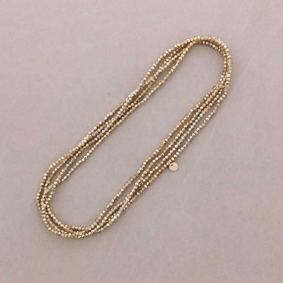 2-PIECE ELASTIC SET NECKLACE BRACELET WITH FACETED CRYSTALS