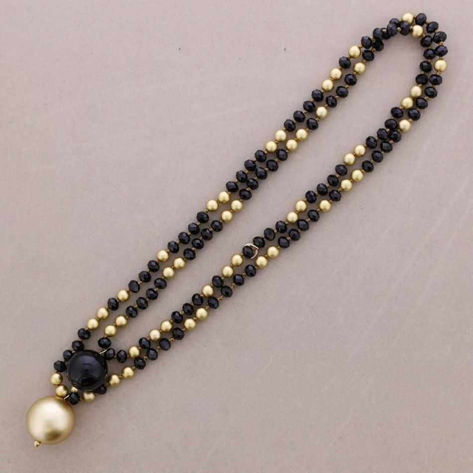 LONG NECKLACE FACETED CRYSTALS BALLS METALLIC FINISH 1.2M*8MM