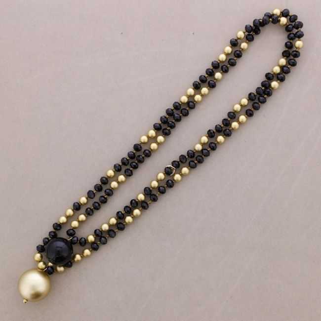 LONG NECKLACE FACETED CRYSTALS BALLS METALLIC FINISH 1.2M*8MM