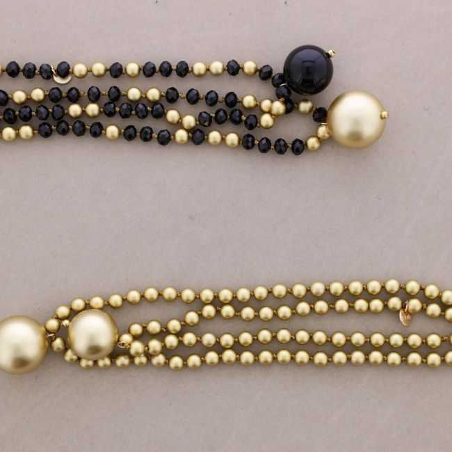 LONG NECKLACE FACETED CRYSTALS BALLS METALLIC FINISH 1.2M*8MM