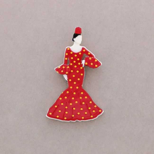 BROCHE IMÁN FLAMENCA LUNARES RESINA