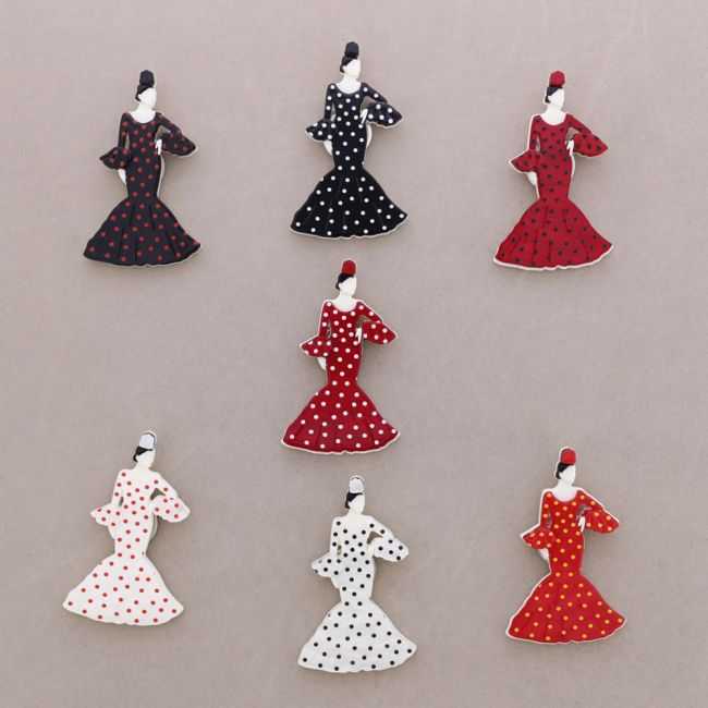 BROCHE IMÁN FLAMENCA LUNARES RESINA