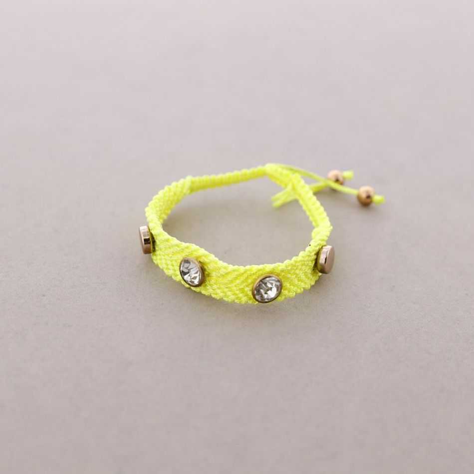 MACRAME, METAL AND CRYSTAL BRACELET