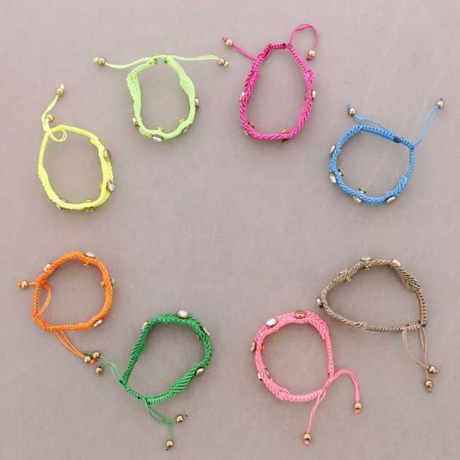 MACRAME, METAL AND CRYSTAL BRACELET