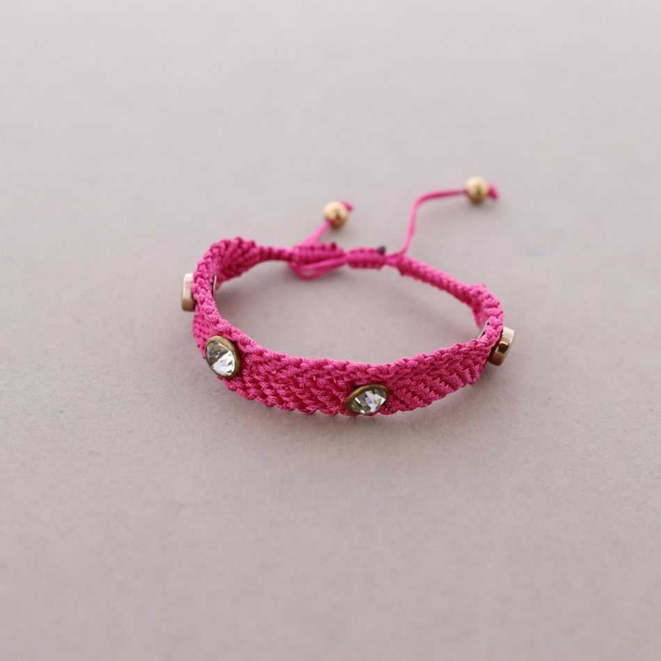 MACRAME, METAL AND CRYSTAL BRACELET
